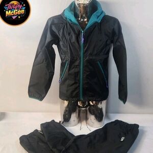 Vintage 90s Sierra Designs Windbreaker Set Colorblock Teal/Black Mixmatch Size